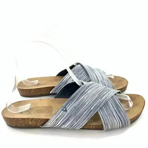 Dr Scholls sandals size 8 38 rea blue white striped comfort orthopedic slip on